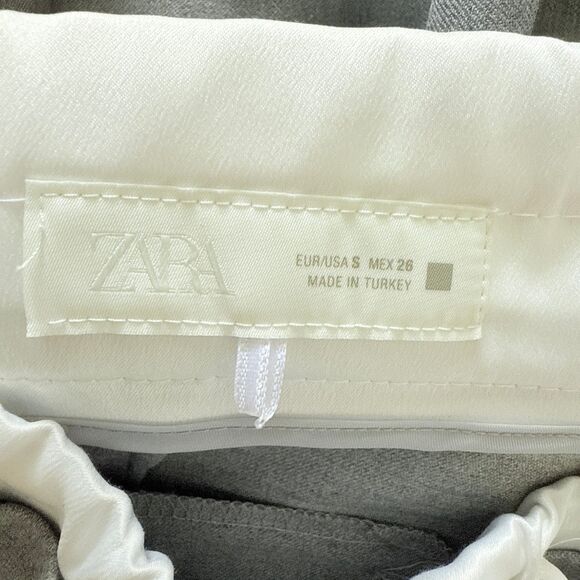 NWT Zara High Waist Gray Wide Leg Pants Drawstring Elastic Waist Sz S (Flaw) - Picture 6 of 11